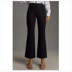 Maeve Anthropologie The Margot Kick-Flare Black High Rise Cropped Pants Sz M